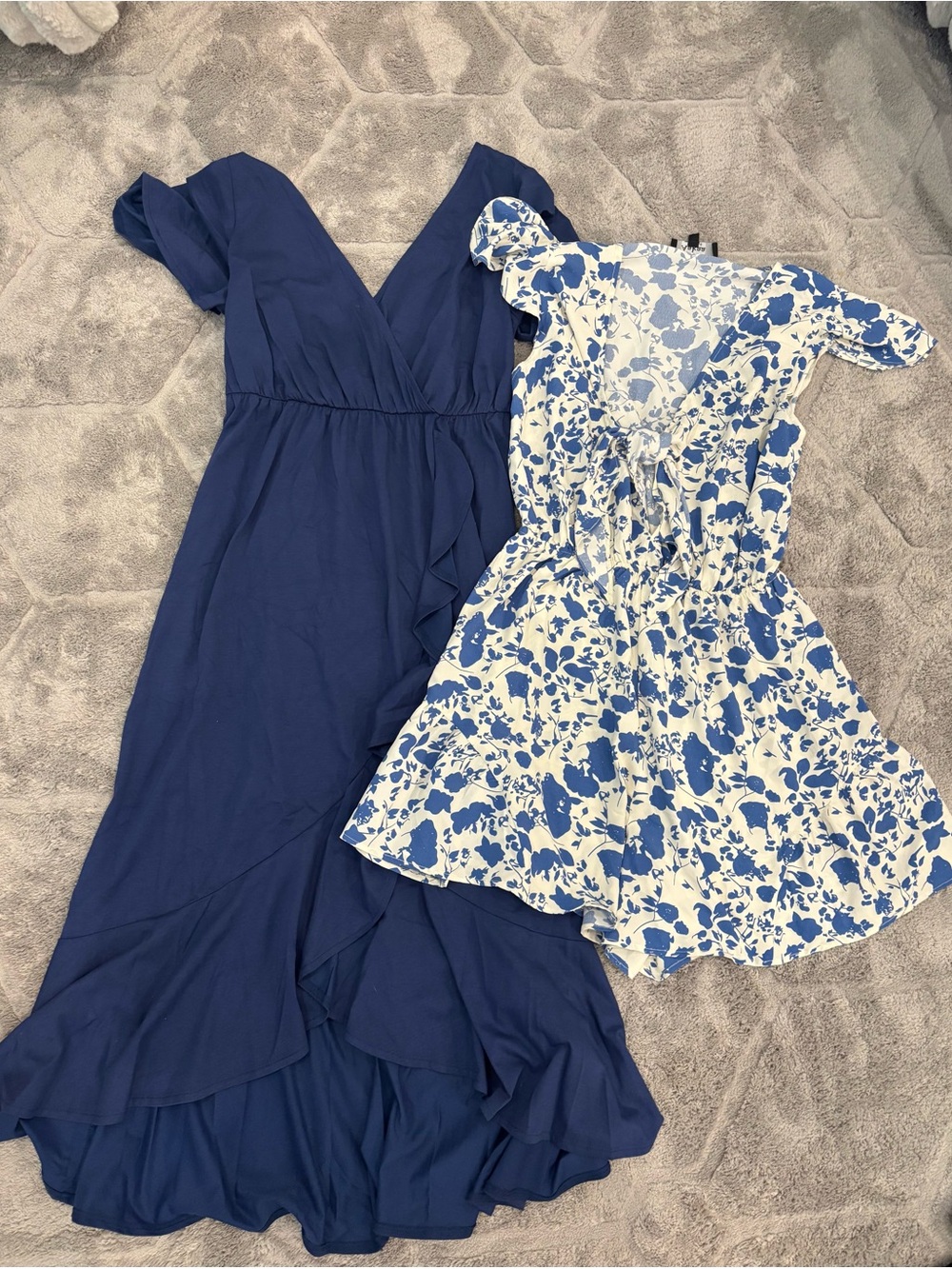 Navy Maxi Dress & Blue Floral Mini Dress Set